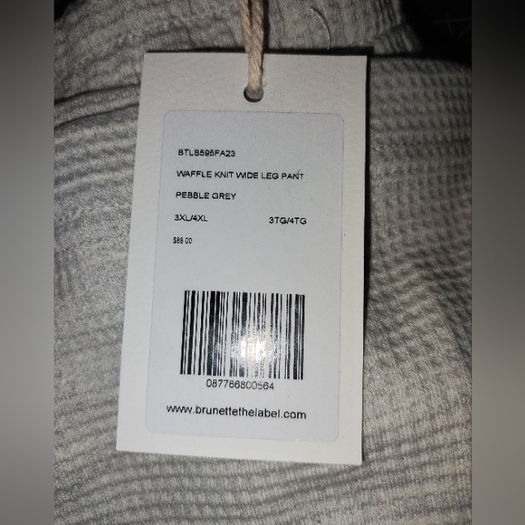 NWT Brunette the Label BTL Waffle Knit Pants, Pebble Grey, Size 3X/4X, P… - Picture 5 of 5